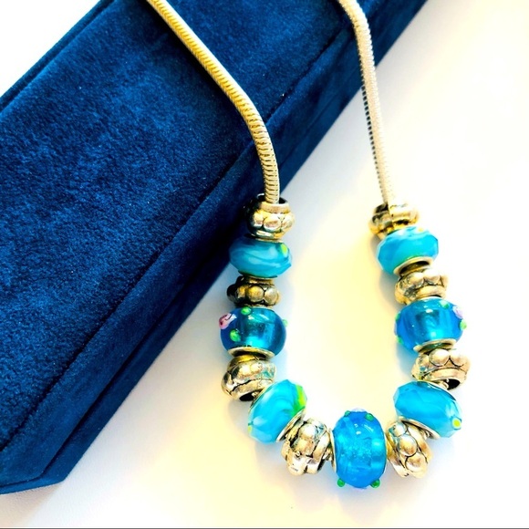 🌟Host Pick 🌟 Troll beads: Aquatic Life Collection on Silver Snake Chain - Picture 1 of 10